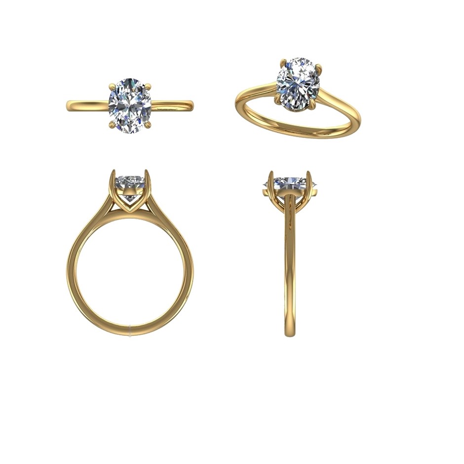 18k Yellow Gold 1.00 ct Lab Diamond Engagement Ring