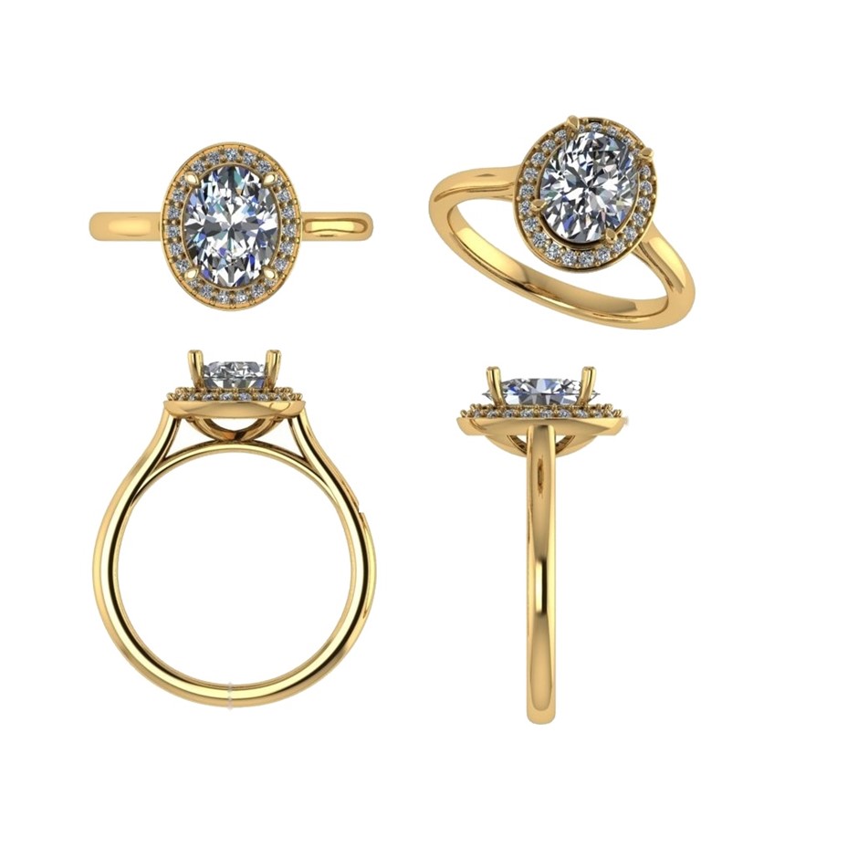 18k Yellow Gold 1.00 ct Lab Diamond Engagement Ring