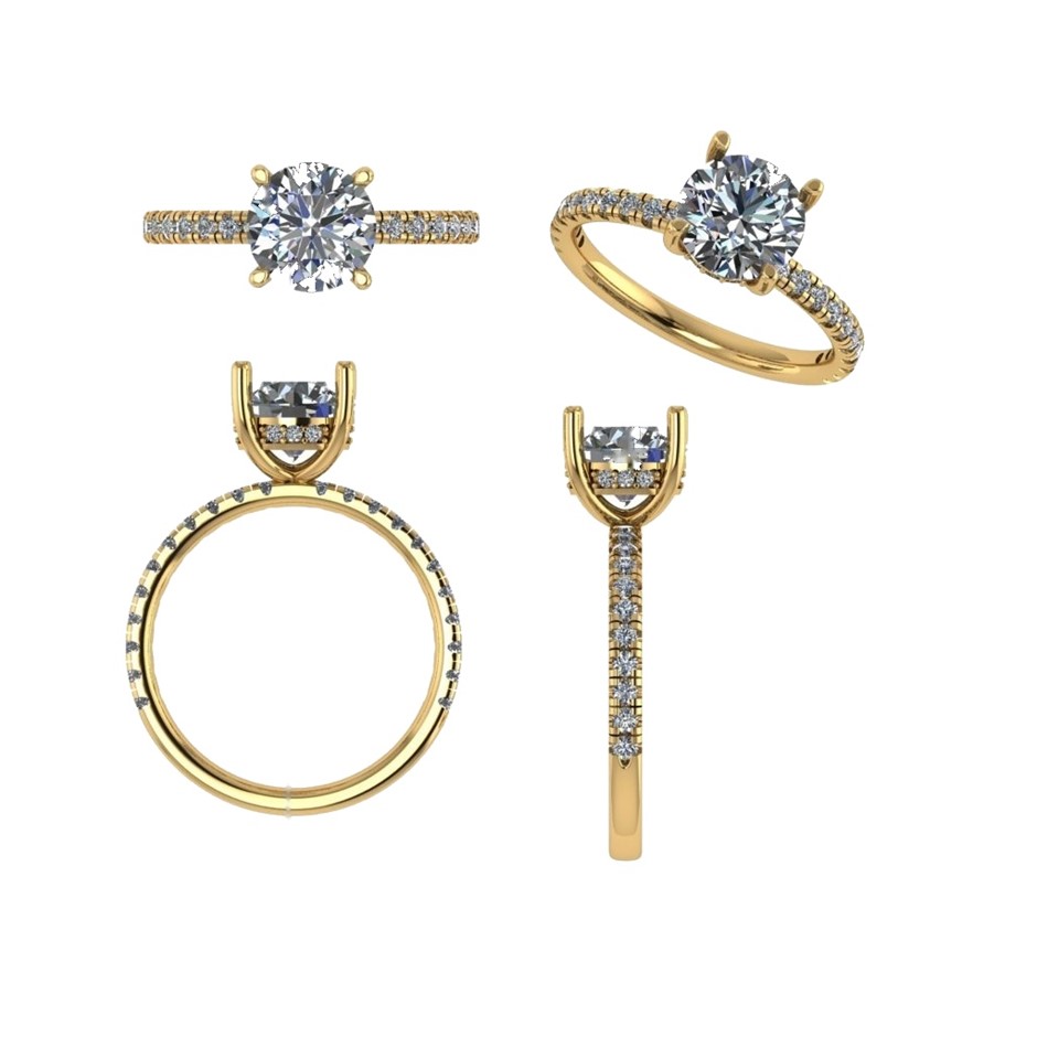 18k Yellow Gold 1.00 ct Lab Diamond Engagement Ring