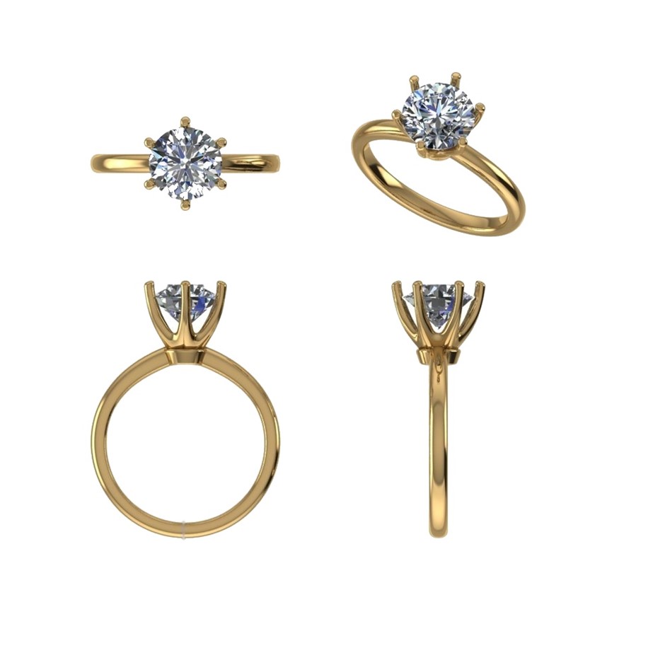 18k Yellow Gold 1.00 ct Lab Diamond Engagement Ring