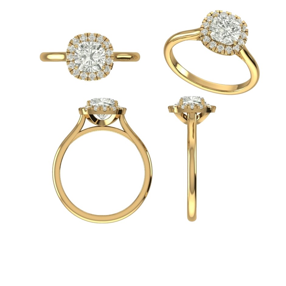 18k Yellow Gold 1.00 ct Lab Diamond Engagement Ring