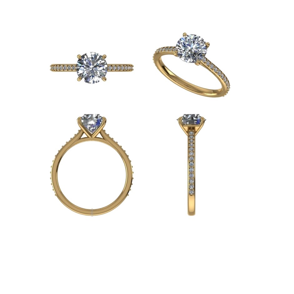 18k Yellow Gold 1.00 ct Lab Diamond Engagement Ring