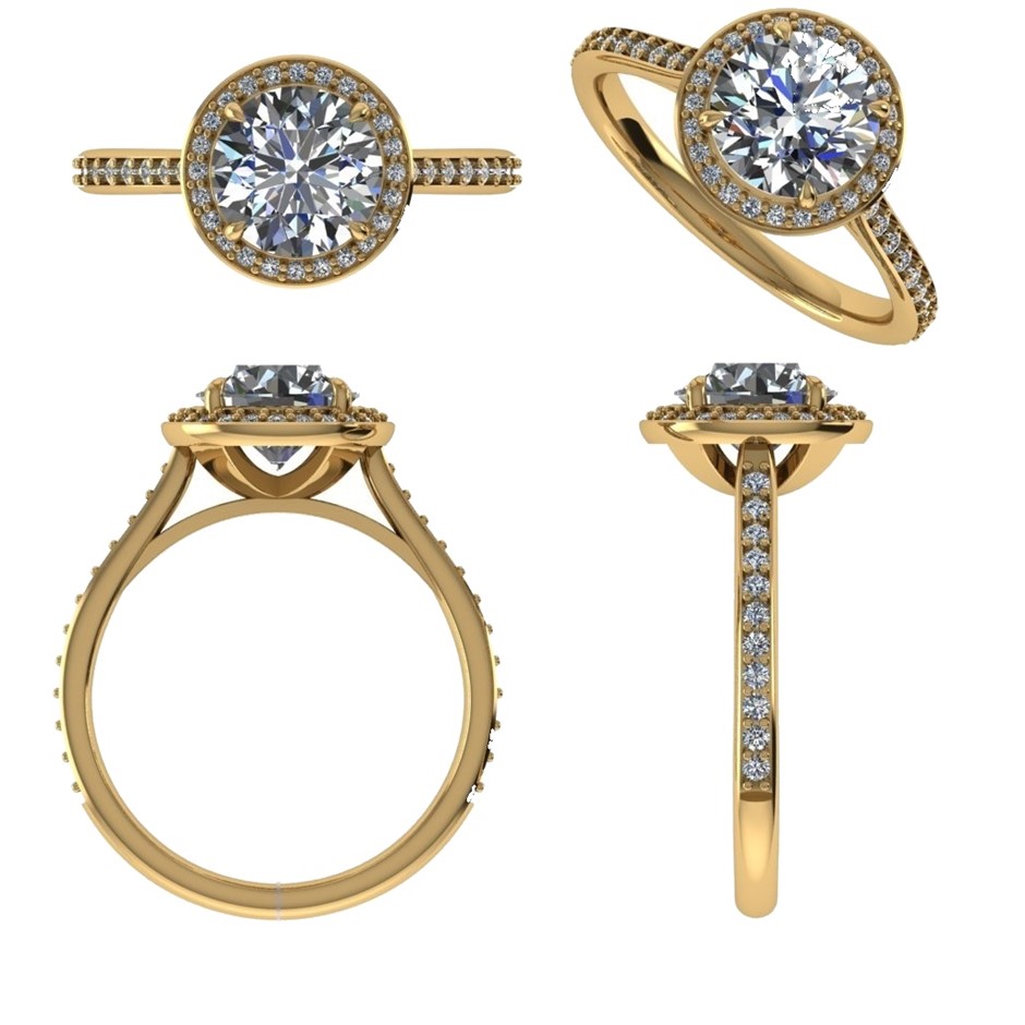 18k Yellow Gold 1.00 ct Lab Diamond Engagement Ring