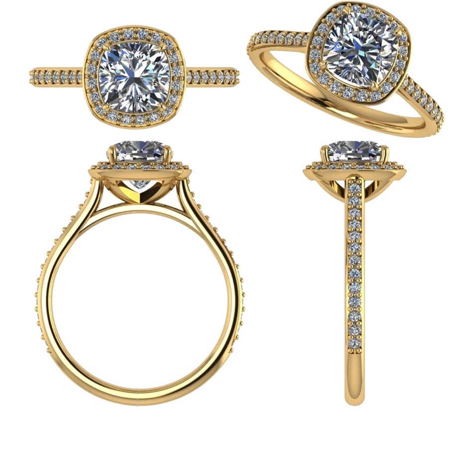 18k Yellow Gold 1.00 ct Lab Diamond Engagement Ring