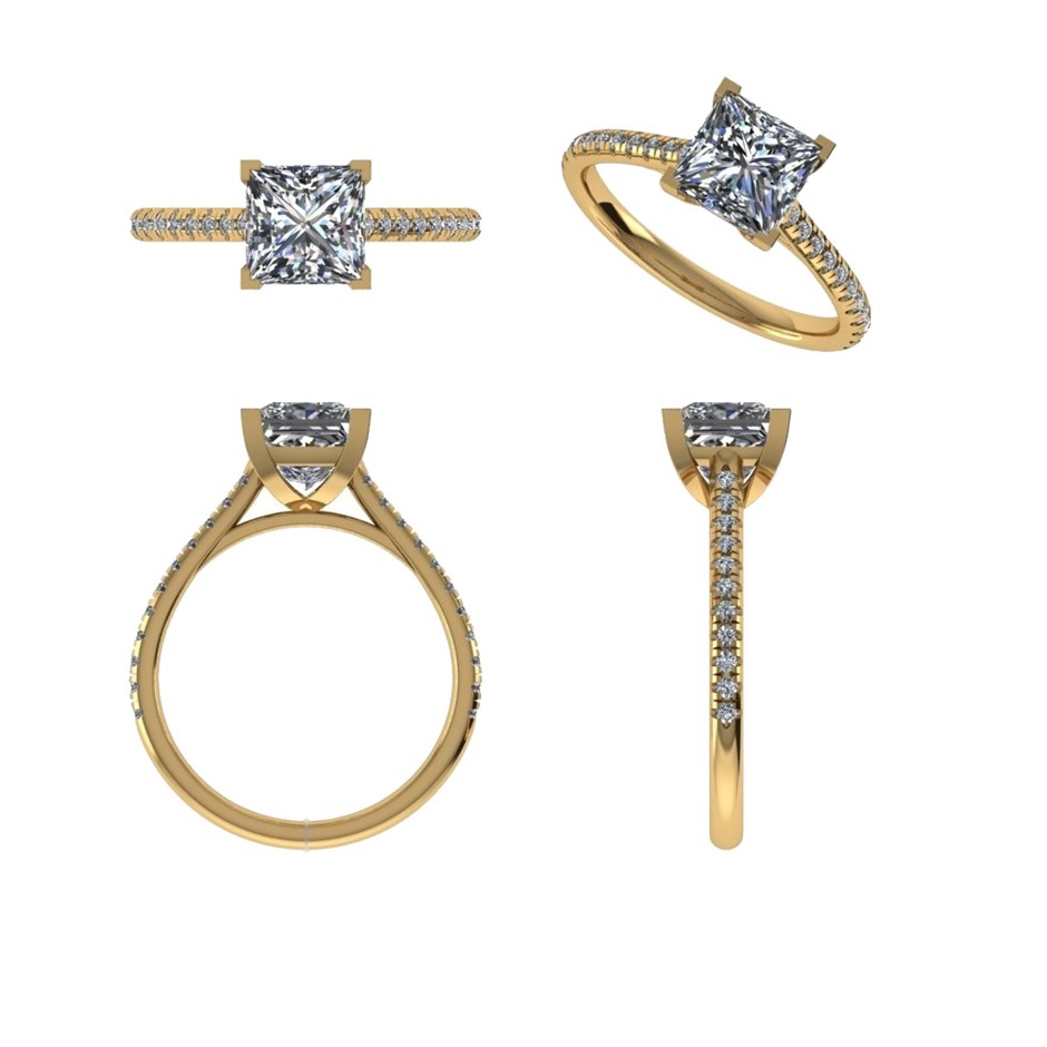18k Yellow Gold 1.00 ct Lab Diamond Engagement Ring