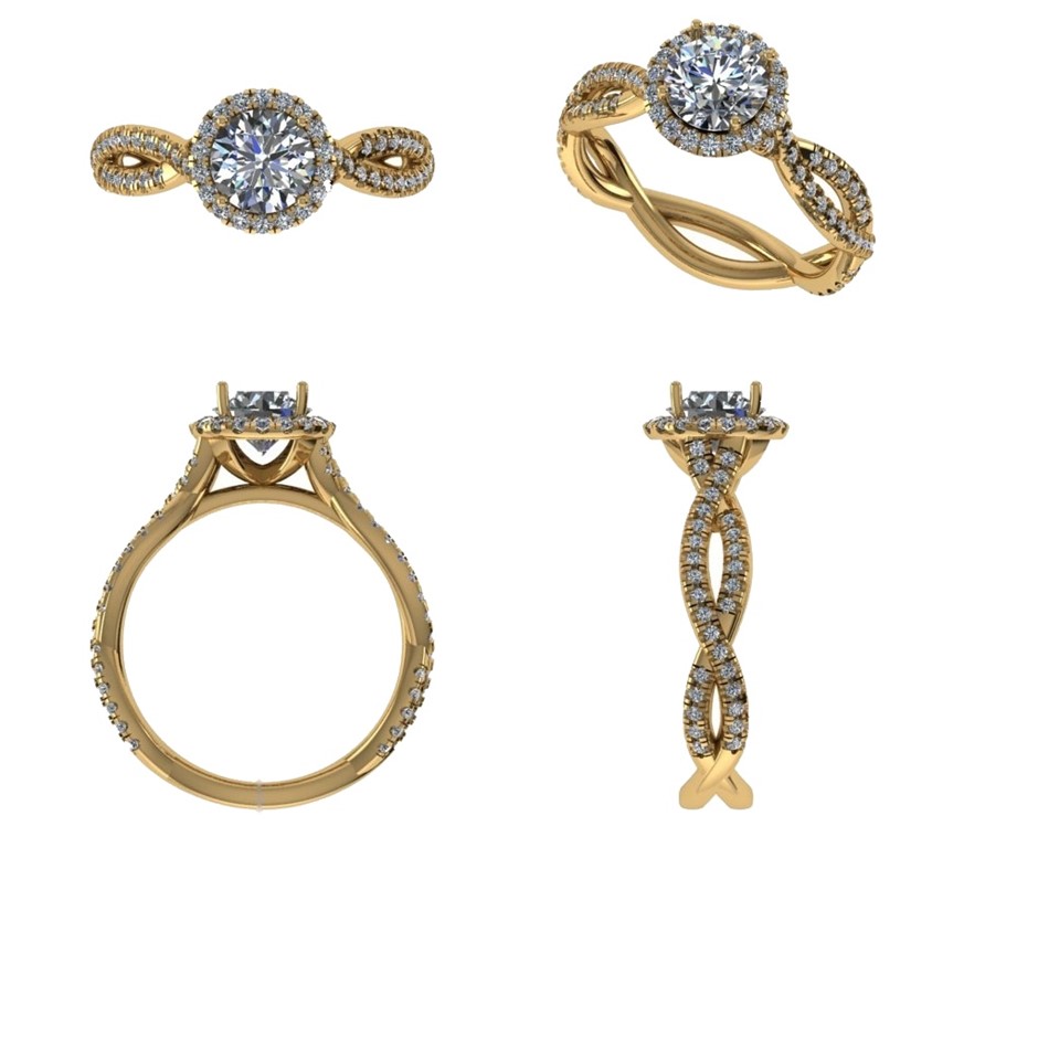 18k Yellow Gold 1.00 ct Lab Diamond Engagement Ring