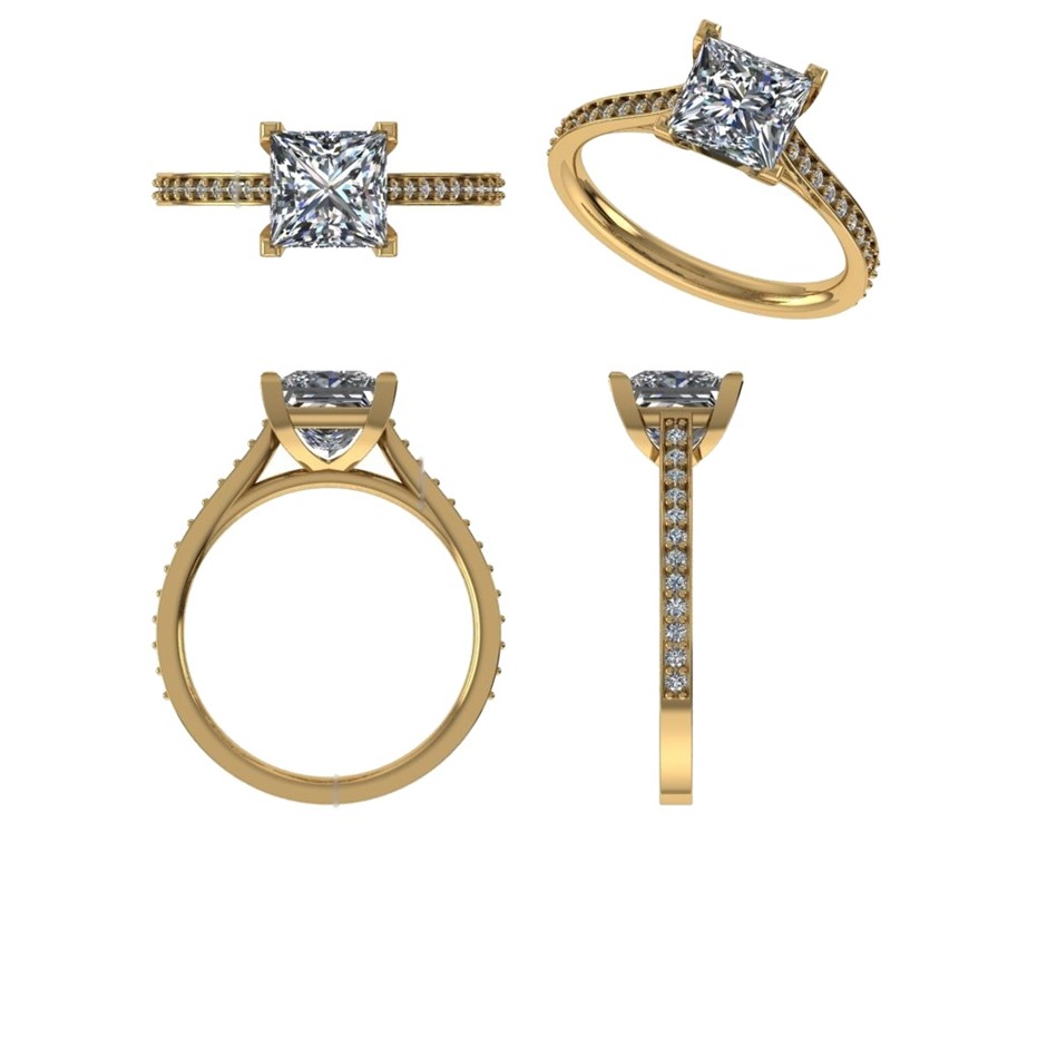 18k Yellow Gold 1.00 ct Lab Diamond Engagement Ring