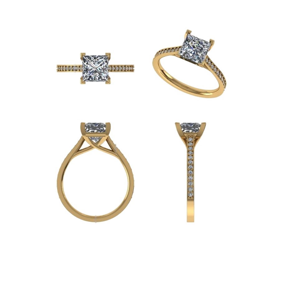 18k Yellow Gold 1.00 ct Lab Diamond Engagement Ring