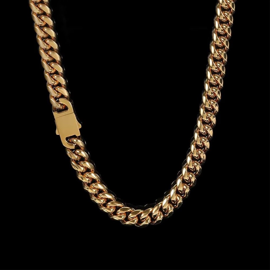 18K Gold-Filled Cuban Link Chain Necklace, 8MM Wide - 66cm