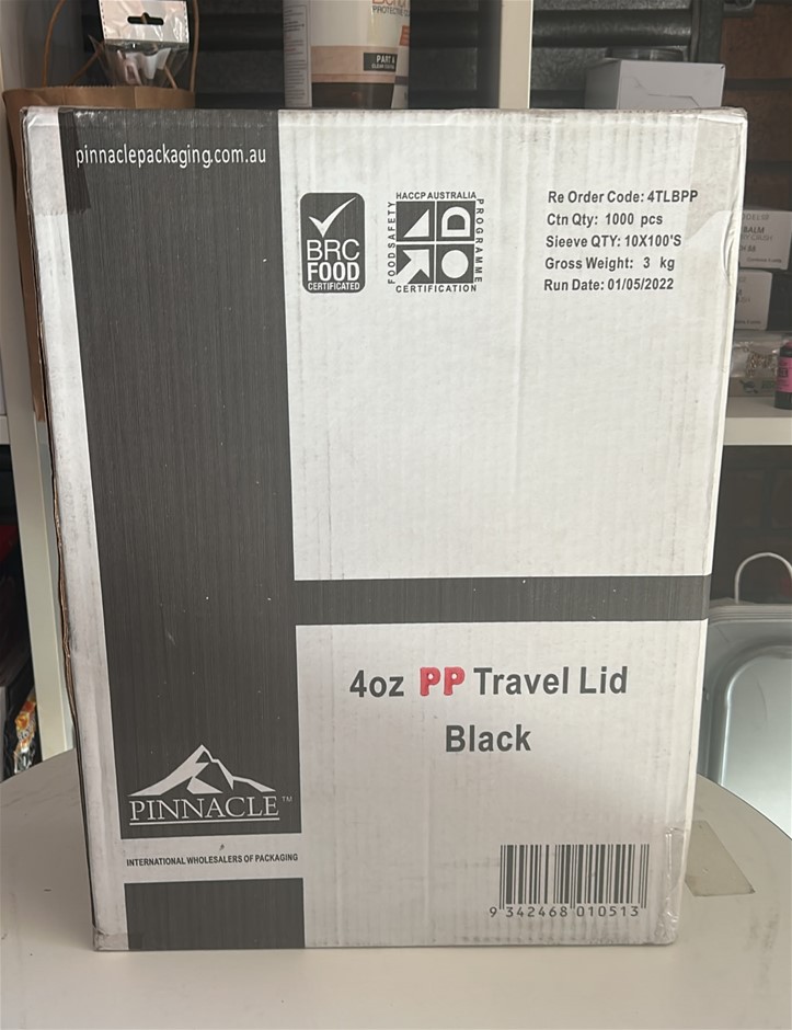 Box of 4oz PP Travel Lids (Black)