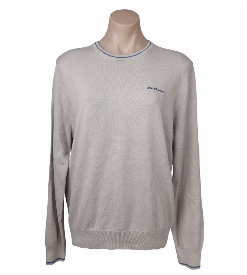 BEN SHERMAN Men's Sweater, Size XL, 100% Cotton, GrayHare/BlueTipping (252)