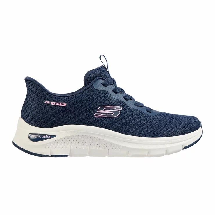 SKECHERS Women's Arch Comfy 2.0 Shoes, Size US6, Navy/Pink (NVPK), 179326CS