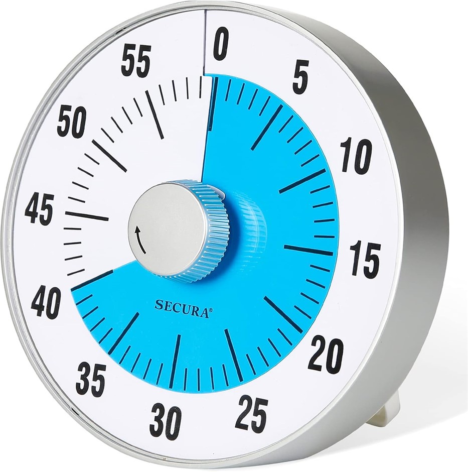 SECURA Oversize Visual Countdown Timer, 60-Minute Kitchen Timer (Blue, 7.5