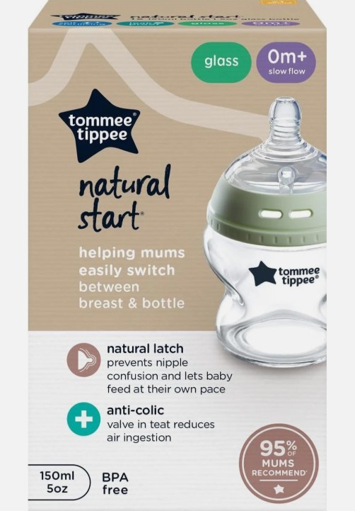 Tommee Tippee Baby Bottles, Natural Start Glass Anti-Colic Baby Bottle with