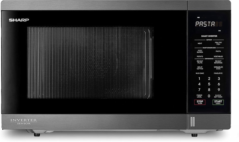 Sharp R395EBS 34L Inverter Microwave, 1200W Smart Humidity Sensor with 23 A