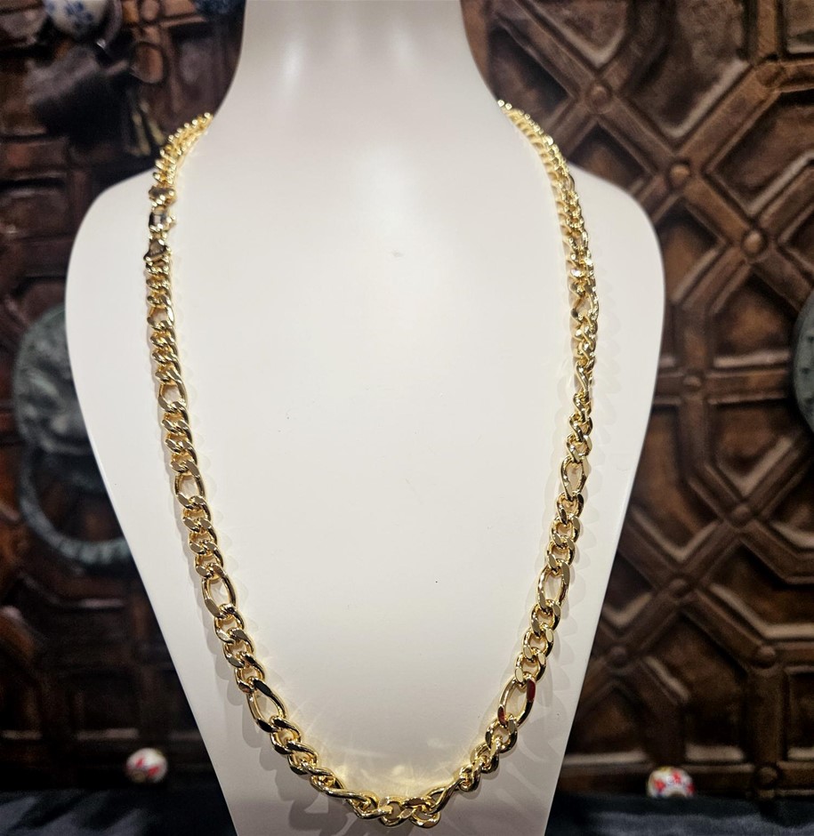 18KGF/Italy Stamped Yellow Gold Filled Figaro Chain -60cm-5mm-Bonus Gift