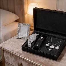 6-Piece Set.Watch, Necklace, Bracelet, Ring & Earrings(Gift Box Included)