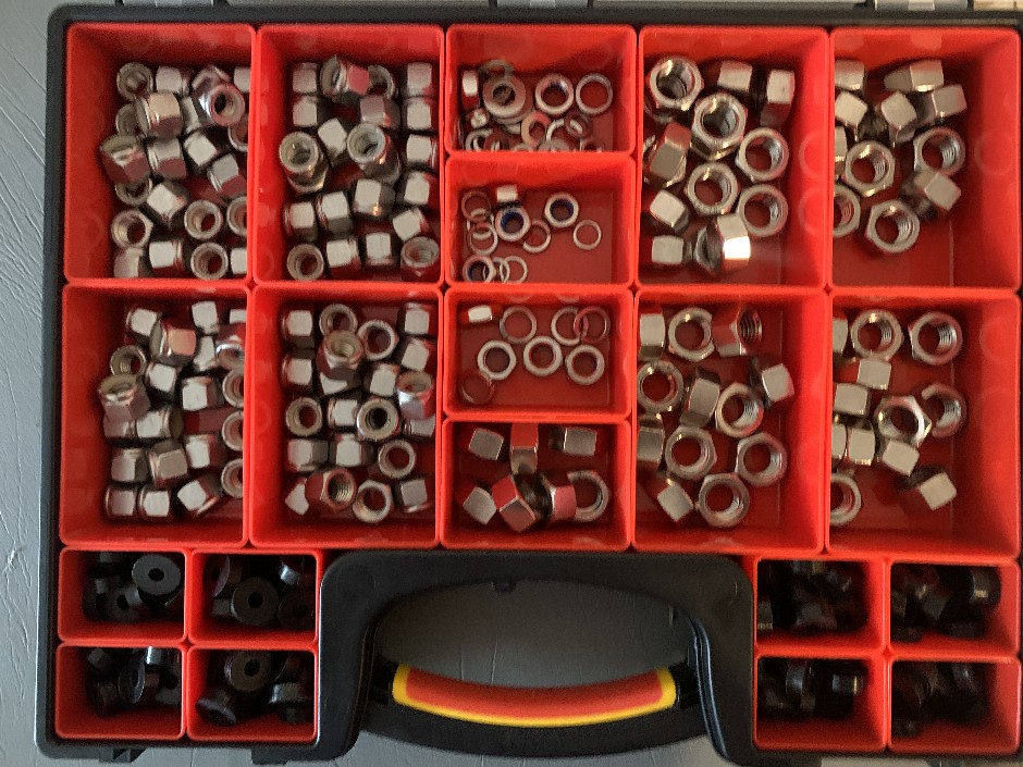 Large Carry Case with Assorted Nyloc Nuts (Unused)