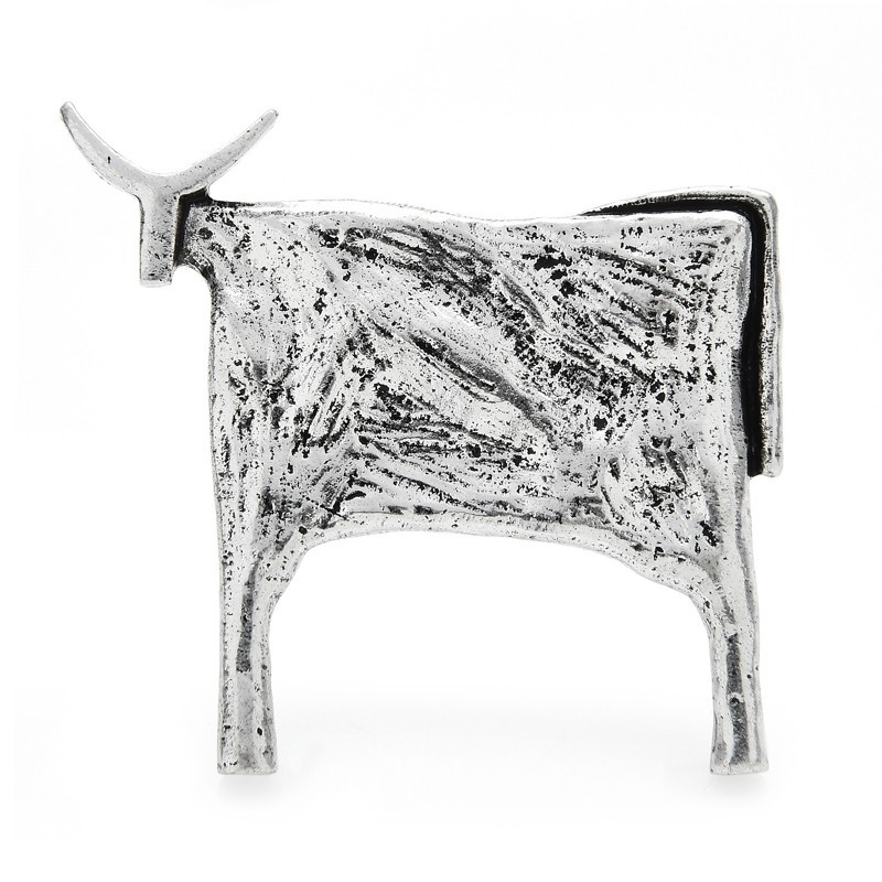 Designer Enamel White Cattle / Cow Brooch Pin