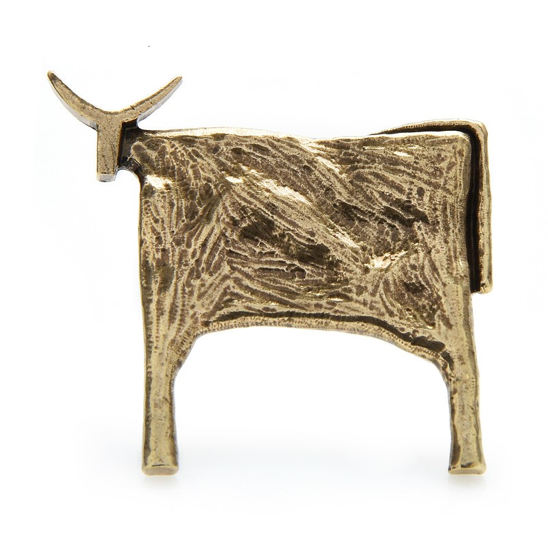 Designer Enamel Gold Cattle Brooch Pin