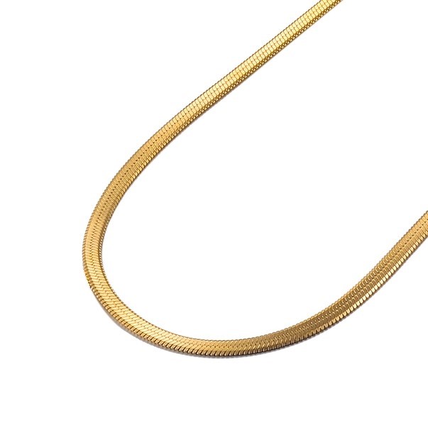 Quality Classic Stainless Steel 3mm Snake Chain Necklace-16 Inches (Yellow)
