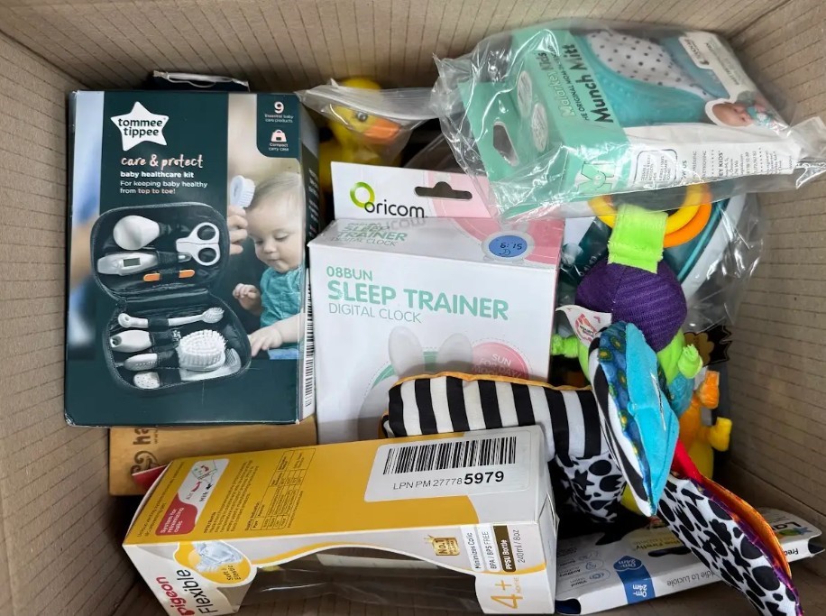 Assorted Box of Baby Items. NB: Items may not be in original packaging and