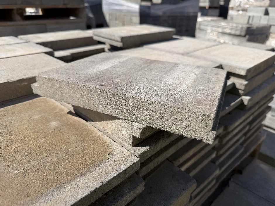 Concrete Blocks Clean Out Backing Tiles - Grey with Smooth Face 360 Back