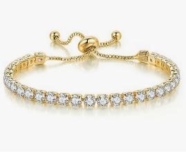 925 Sterling Silver Tennis Bracelet Simulated Diamonds-adjustable