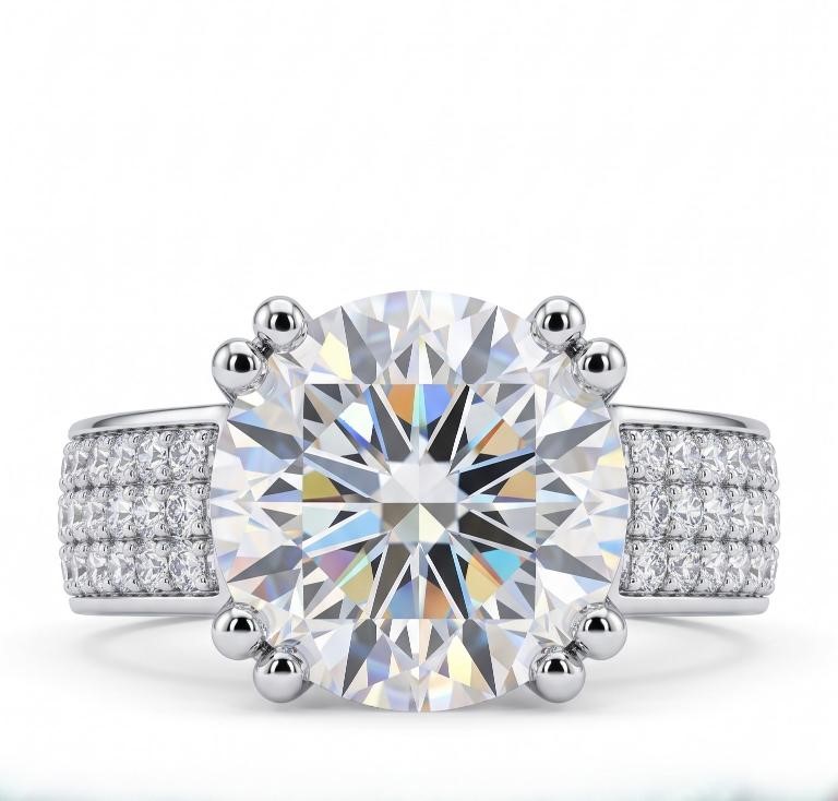 925 Sterling Silver 5.0ct Rounde White Ring Simulated Diamonds