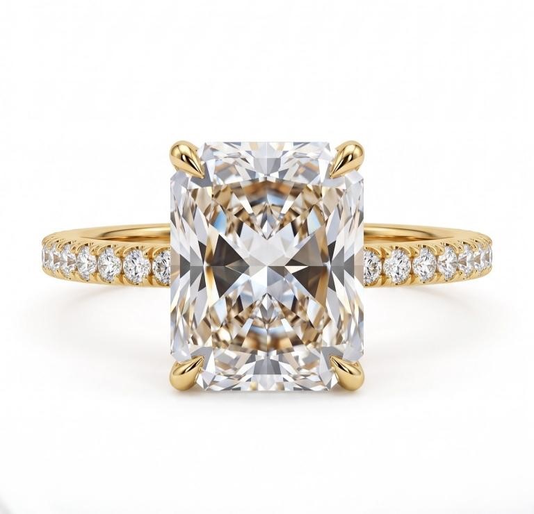 925 Sterling Silver 5.0ct Emerald Cut White Ring Simulated Diamonds