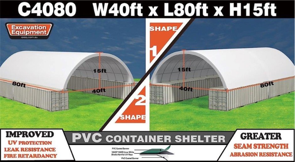 Heavy duty 40ft x 80ft Container Shelter(Unused)