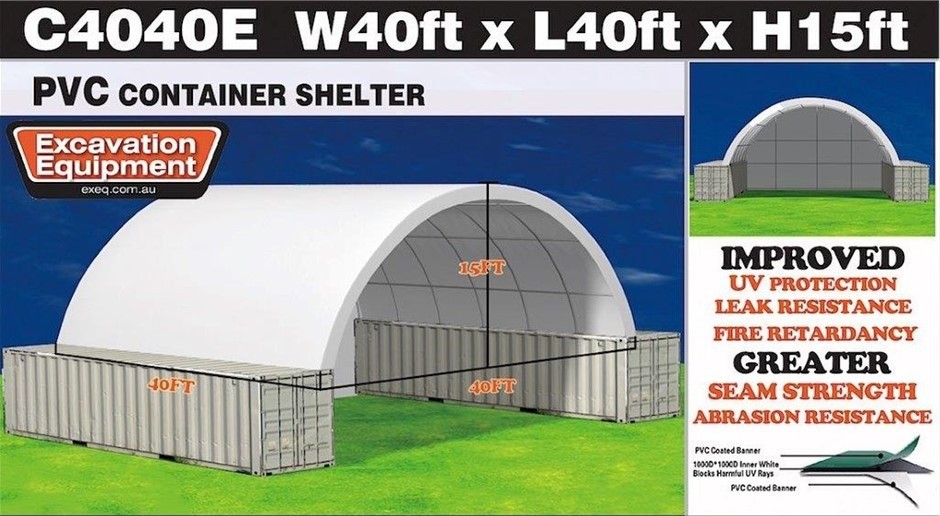 Heavy duty 40ft Container Shelter with Endwall (Unused)