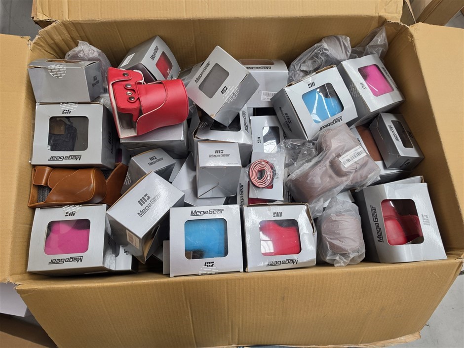 Approximately 50-65 x MEGA GEAR Camera Cases, Assorted Size And Colour.