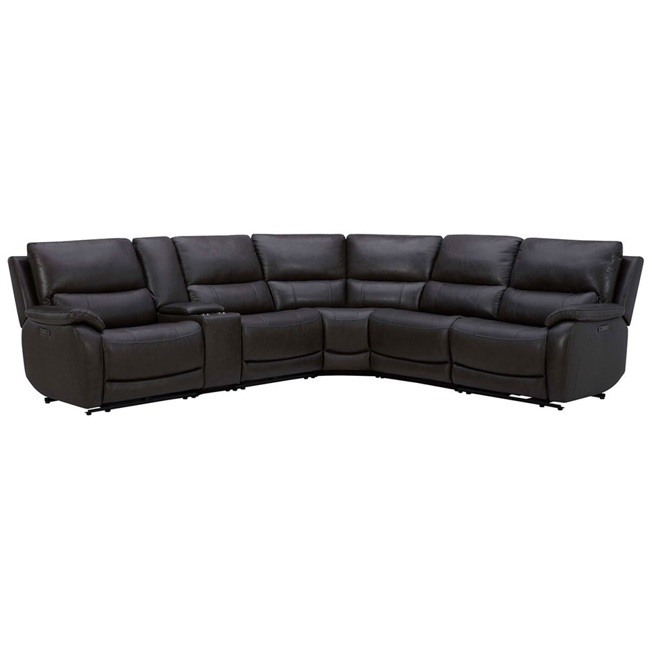 GILMAN CREEK Leather Power Reclining Sectional With Power Headrests, Dark G