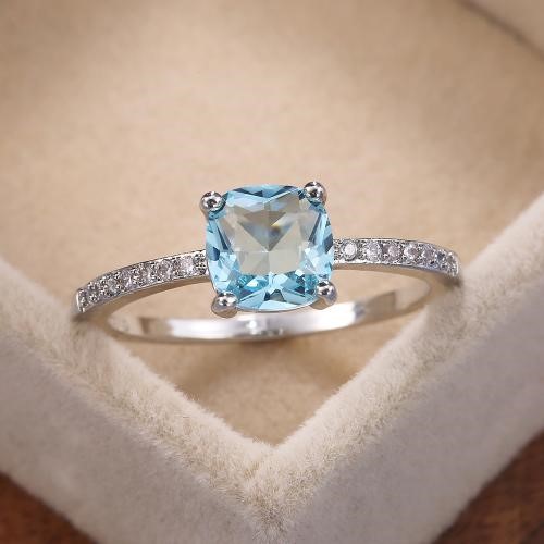 Designer Simulated Diamond Ring (blue/green stone) - US Size 8
