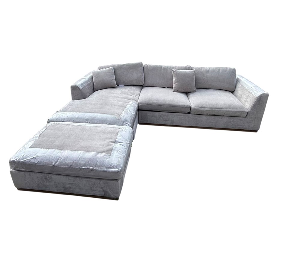 Modular Fabric Sectional 5-Seat Sofa Lounge, Grey.