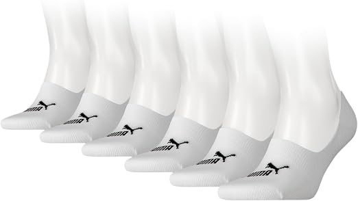 6 pairs x PUMA Unisex Elements Footies Socks, US10-12/EU43-46, White, 90798