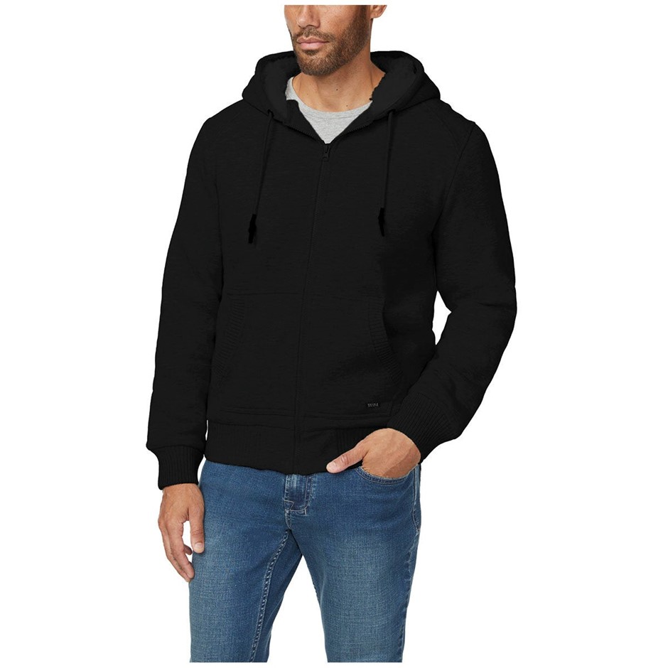 BUFFALO DAVID BITTON Men's Sherpa Hoodie, Size XL, Black. Buyers Note - Di