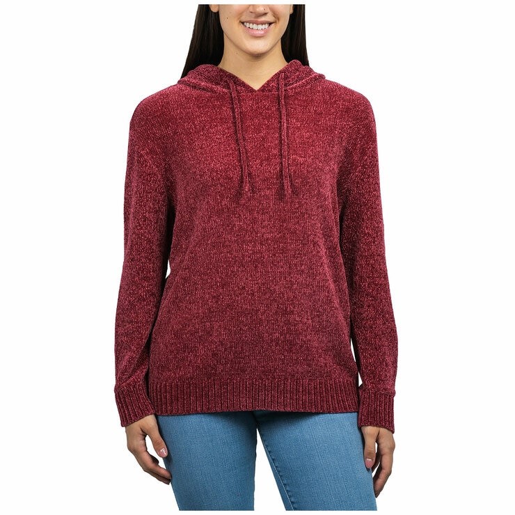 JACHS Women's Chenille Hoodie, Size L, Burgundy. Buyers Note - Discount Fr