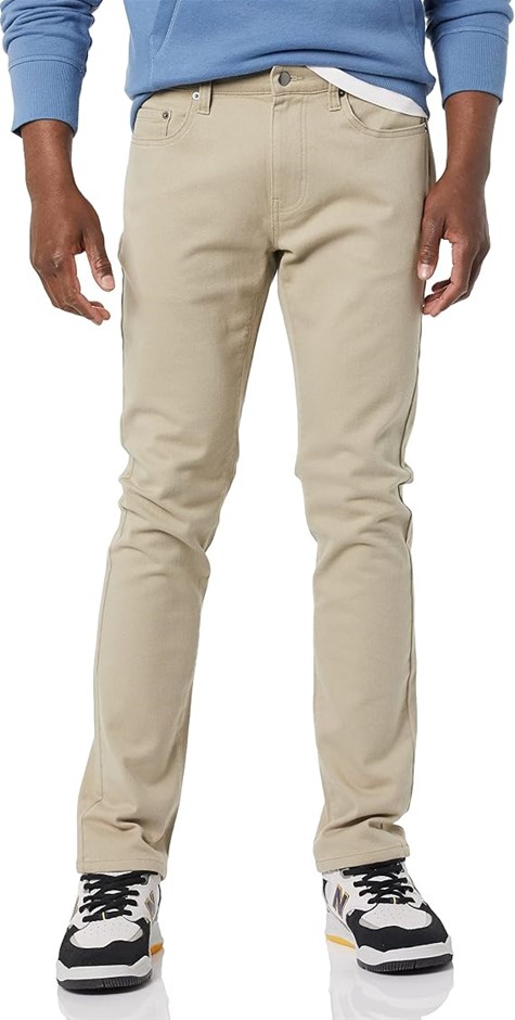 AMAZON ESSENTIALS Men's Skinny-Fit Stretch Jean, 29W x 28L, Light Khaki Bro