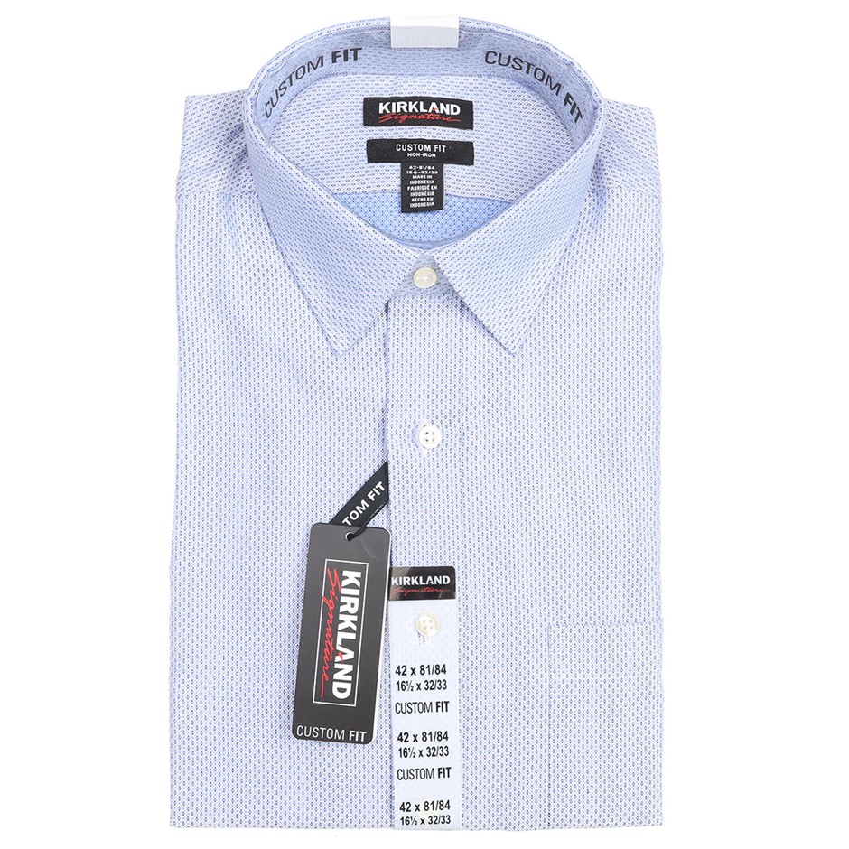 SIGNATURE Men's Dress Shirt, Size 46 - 86/89, Cotton, Blue Diamond Pattern.