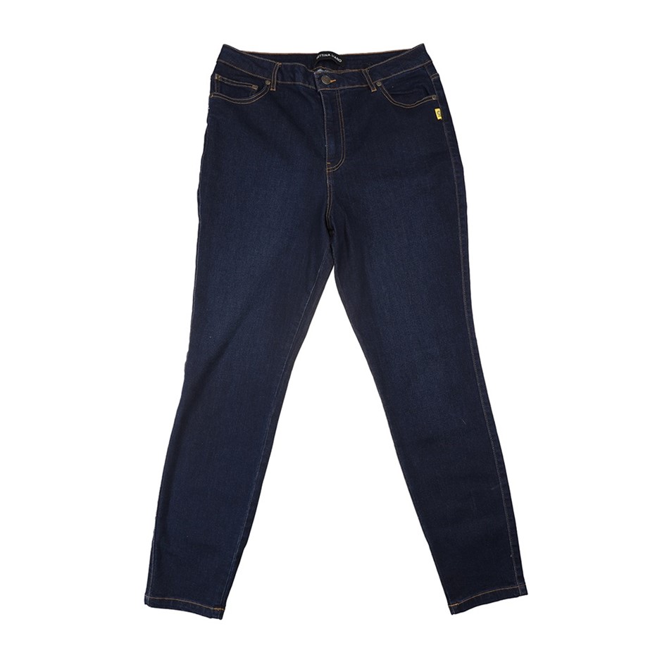 BETTINA LIANO Women's High Rise Skinny Jeans, Size 8, 66% Cotton, Dark Indi