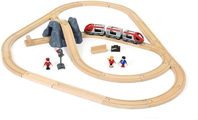 BRIO 33773 Railway Starter Set A, 26 Pieces Train Set, Green.