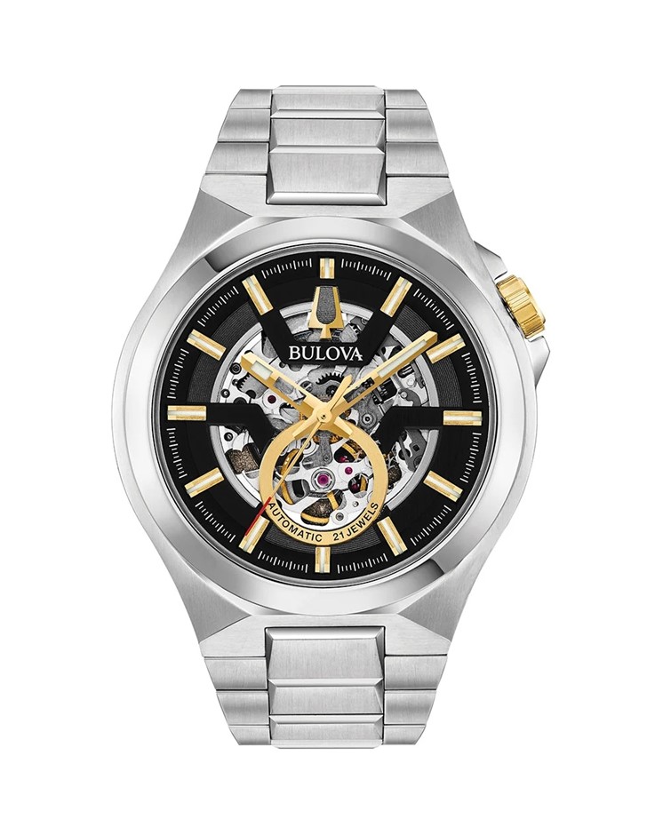 Bulova Men's Maquina Automatic Watch (Model: 98A224), Black, Classic