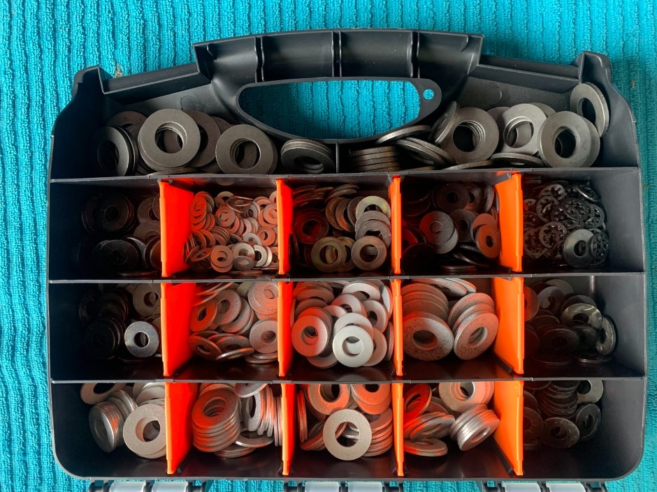 Small Carry Case with Assorted Steel and Black Washers (Unused)
