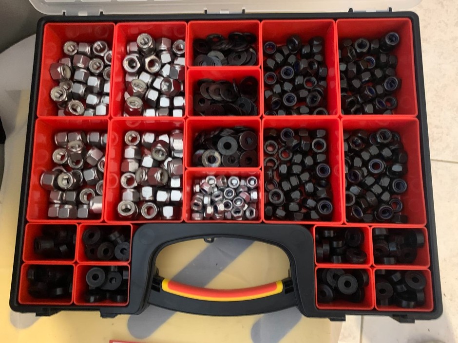 <p>Large Carry Case with Assorted SS & Black Nyloc Nuts (Unused)</p>