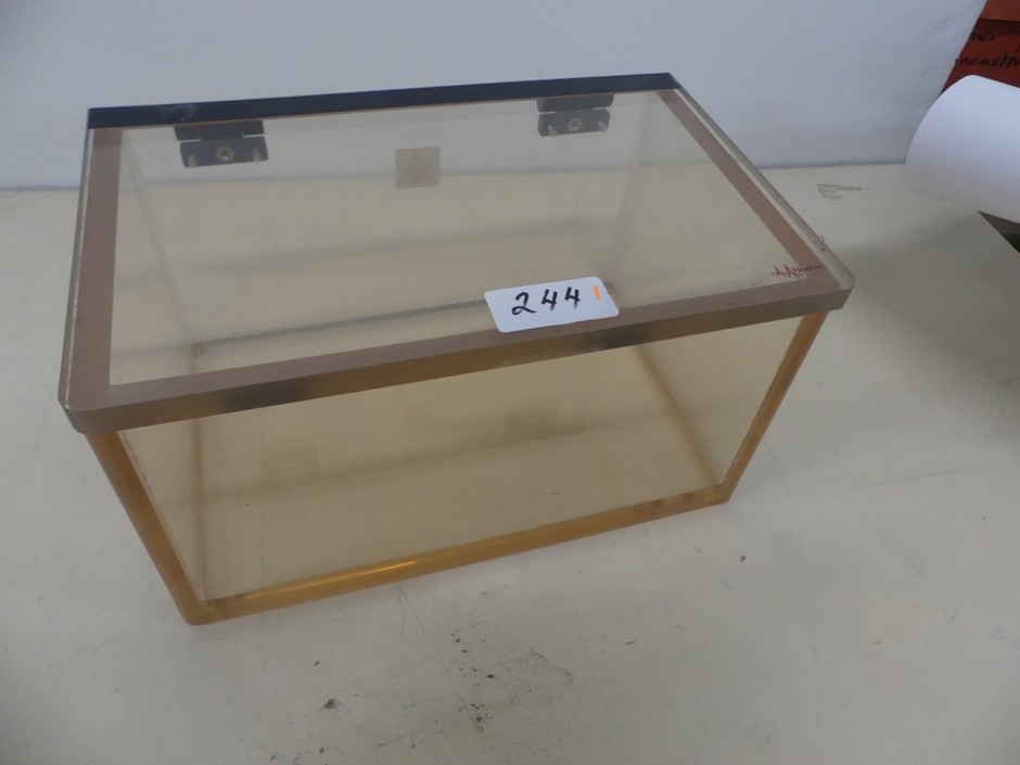 <p>Lead Impregnated Perspex Box with Hinged Lid</p>