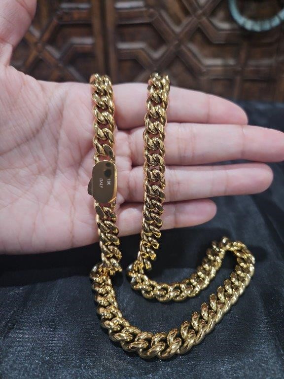 18k Italy Stamped Triple Yellow Gold Plated Chain-Quality Guarantee-55cm