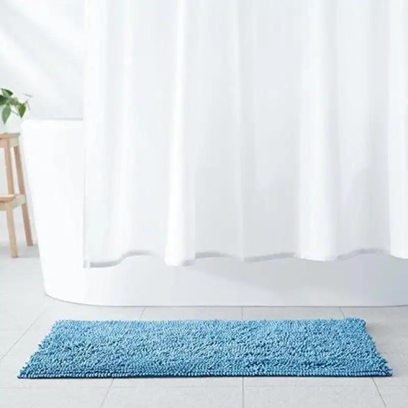 Amazon Basics Non-Slip Microfiber Shag Bathroom Rug Mat, 21" x 34", Lake Bl