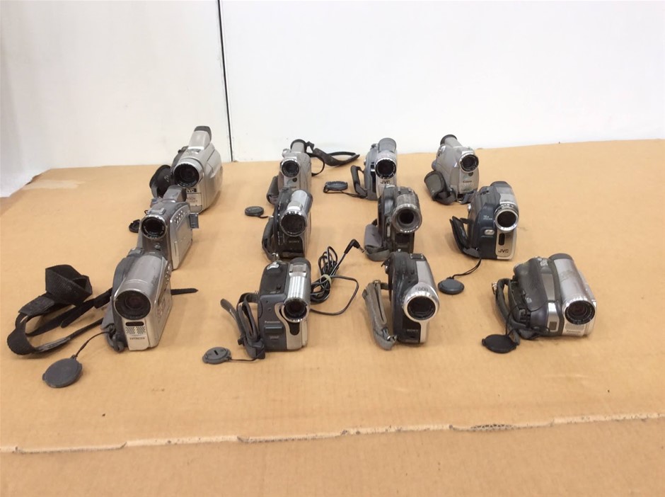 Mixed Brand Digital Video Cameras (Sony, Canon, JVC, Panasonic) (Lot of 12)